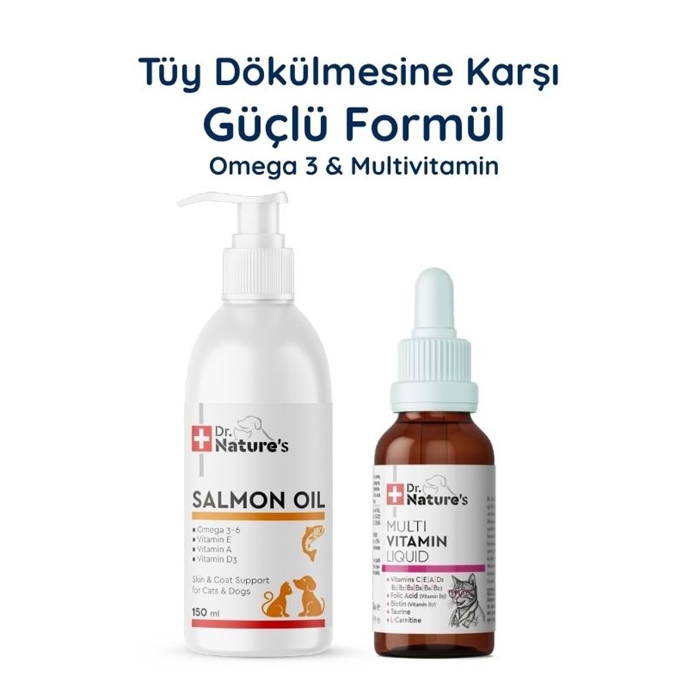 Kedi Multivitamin + Somon Yağı Omega 3 Seti – Günlük Vitamin ve Tüy Sağlığı Destek Paketi