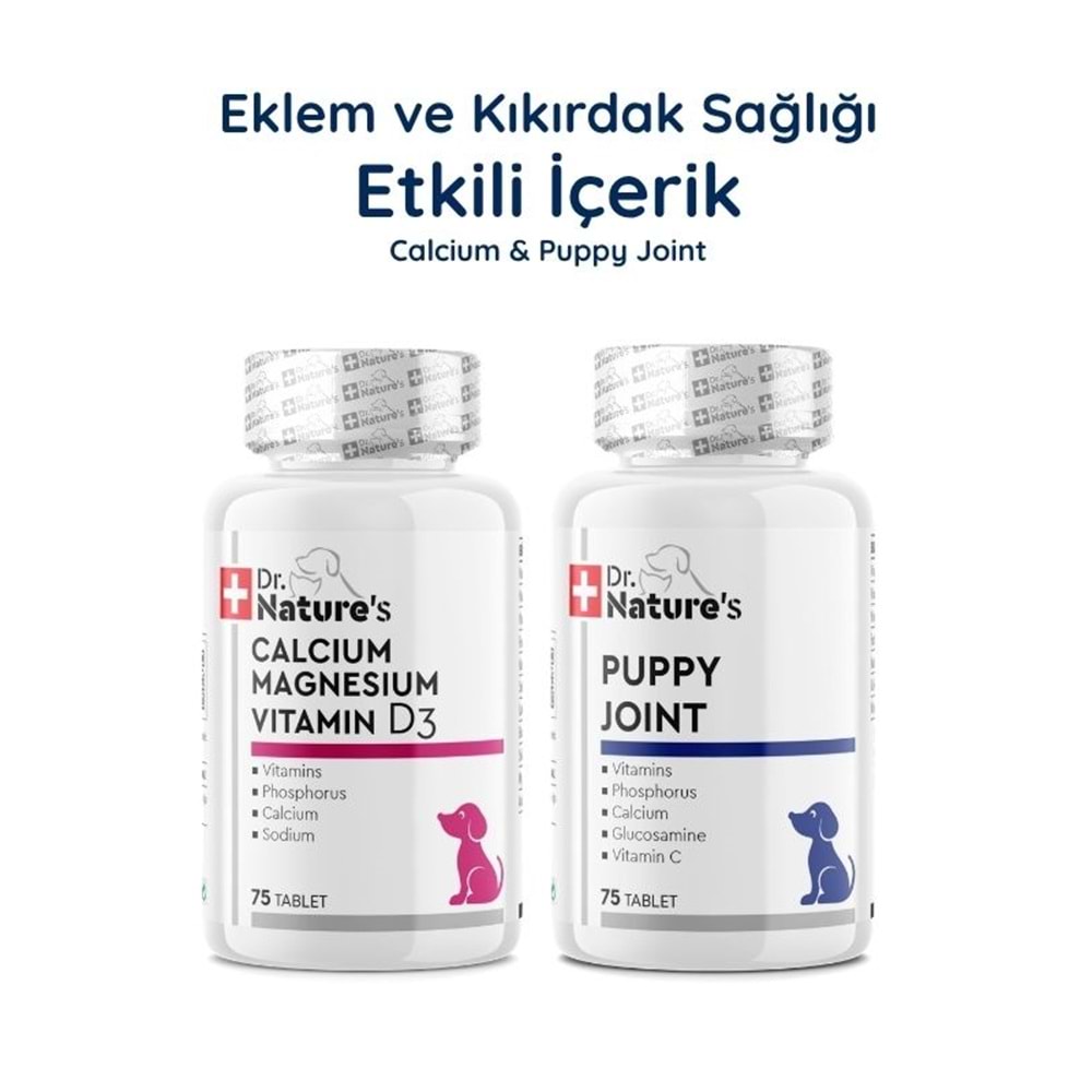 Yavru Köpek Eklem ve Kemik Destek Seti – Puppy Joint + Kalsiyum Magnesium D3 75 Tablet