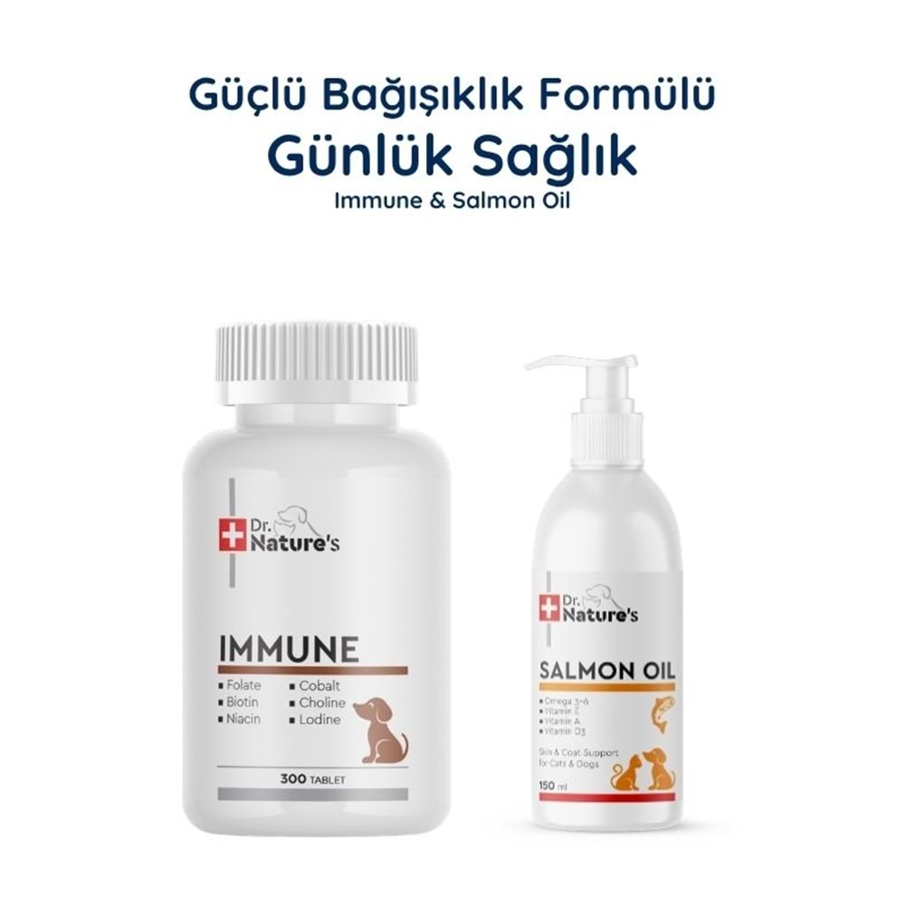 Köpek Immune Multivitamin 300 Tablet + Somon Yağı Omega 3 Seti – Bağışıklık ve Deri Tüy Destek Paketi