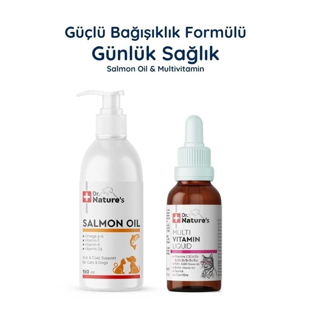 Kedi Multivitamin + Somon Yağı Omega 3 Seti – Günlük Sağlık ve Tüy Destek Paketi