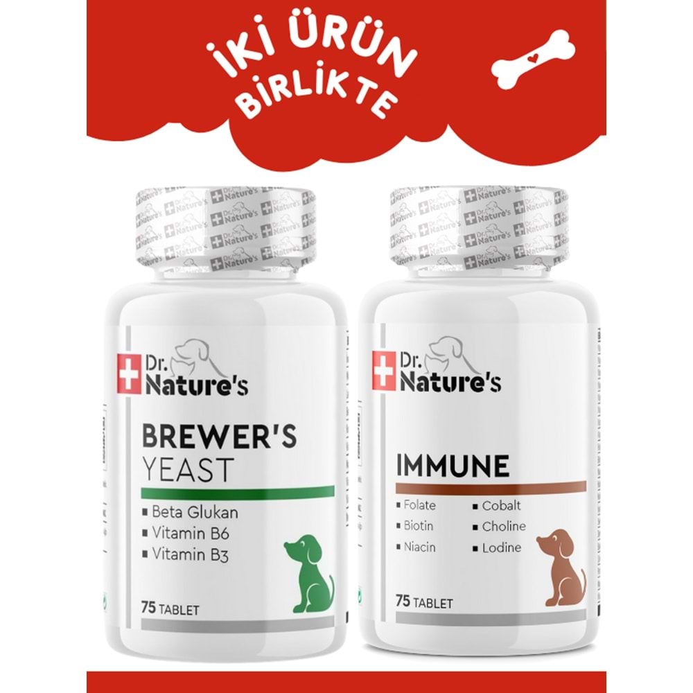 DRNATURES IMMUNE 75 TABLET BREWERS 75 TABLET (Köpekler için besin takviyesi 2 ürün)