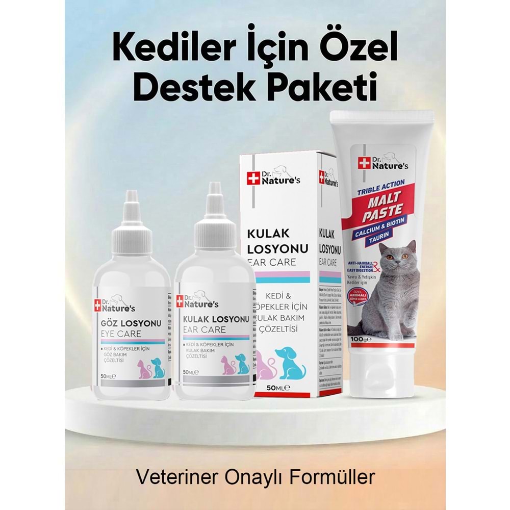 Kedi Bakım Seti – Malt Macunu ve Göz & Kulak Solüsyonu