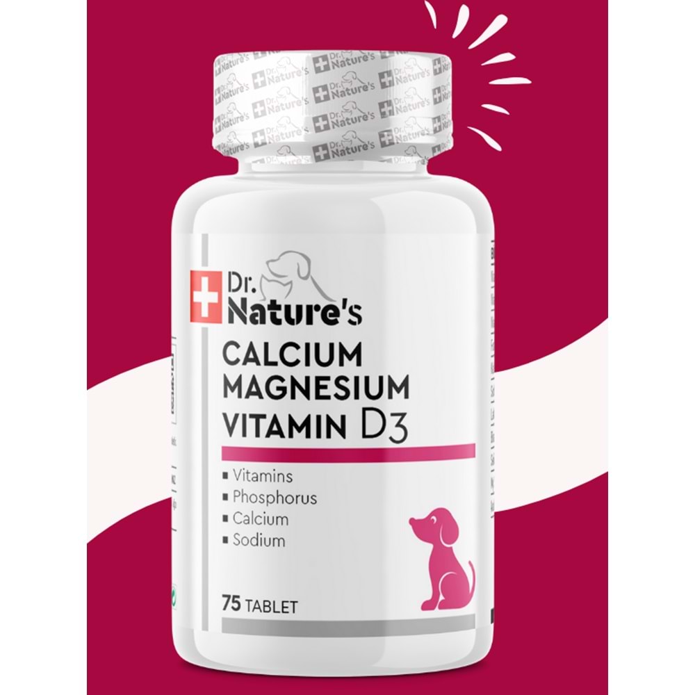 Drnatures DOG CALCIUM MAGNEZYUM Köpek kalsiyum Eklem destekleyici Besin takviyesi( 75 Tablet)