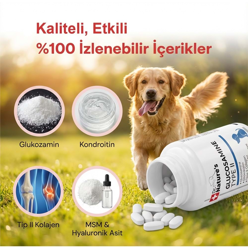 Köpekler İçin Glukozamin Tablet – Eklem ve Kıkırdak Desteği, Hareket Kabiliyeti Takviyesi (300Tablet)