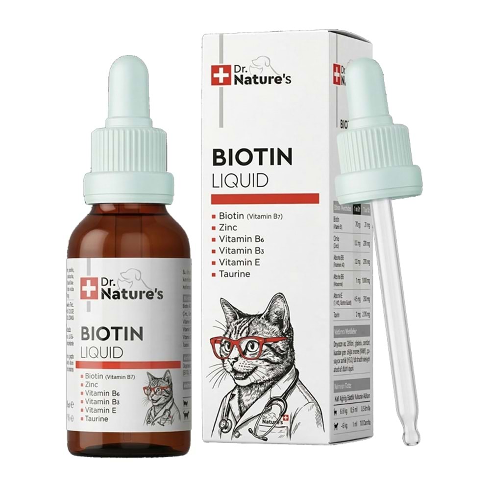 Tüy Döken Kedilere Kedi Tüy Damlası 50 ml – Biotin ve Çinko İçeren Sıvı Deri & Tüy Vitamini