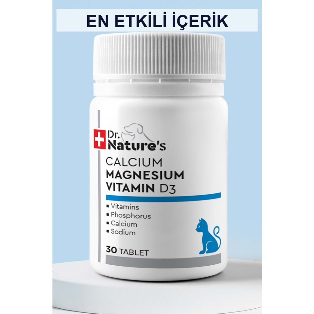 Drnature Kediler için KALSIYUM MAGNETZYUM VİTD3 30 Tablet