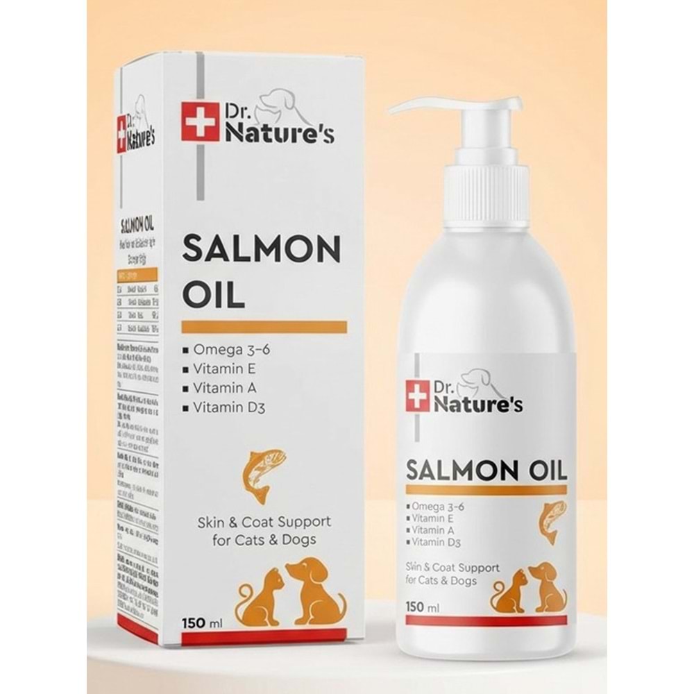 DRNATURES BALIK YAĞI SALMON OİL 150 ML(Kedi ve Köpekler için tüy dökülmelerini önleyici)