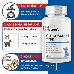 Köpekler İçin Glukozamin Tablet – Eklem ve Kıkırdak Desteği, Hareket Kabiliyeti Takviyesi (75 Tablet)