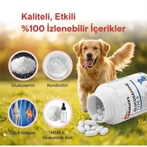 Köpekler İçin Glukozamin Tablet – Eklem ve Kıkırdak Desteği, Hareket Kabiliyeti Takviyesi (300Tablet)