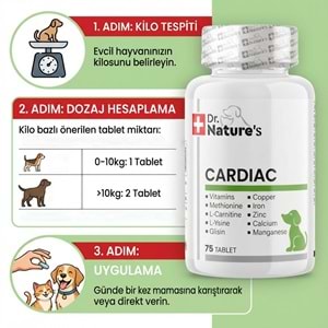 Drnatures DOG CARDİAC Köpek Kalp Yetmezliği Besin Takviyesi (75 Tablet)