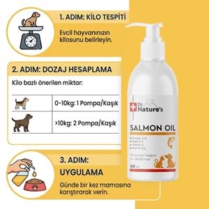 DRNATURES BALIK YAĞI SALMON OİL 150 ML(Kedi ve Köpekler için tüy dökülmelerini önleyici)