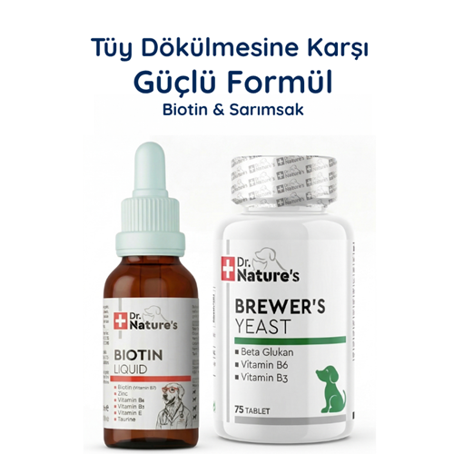 Köpek Biotin Damla + Brewers Yeast Seti – Deri ve Tüy Sağlığı Destek Paketi