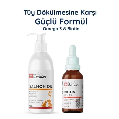Kedi Somon Yağı Omega 3 + Biotin Damla Seti – Deri ve Tüy Sağlığı Destek Paketi