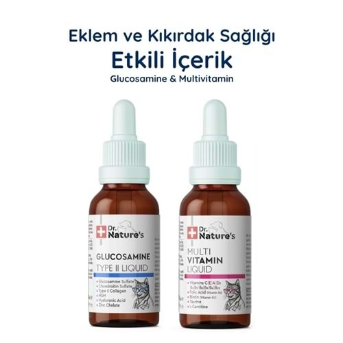 Kedi Glukozamin Damla + Multivitamin Seti – Eklem ve Günlük Vitamin Destek Paketi