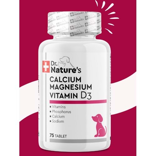 Drnatures DOG CALCIUM MAGNEZYUM Köpek kalsiyum Eklem destekleyici Besin takviyesi( 75 Tablet)