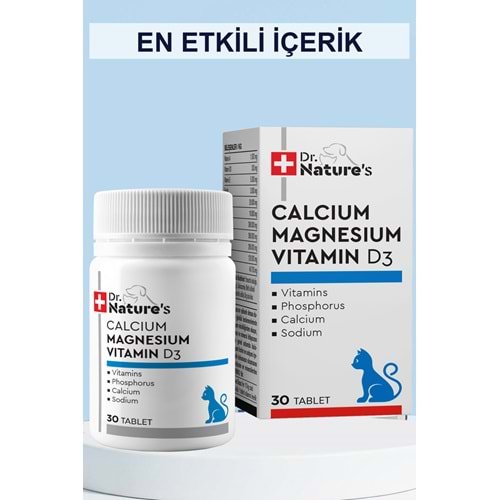 Drnature Kediler için KALSIYUM MAGNETZYUM VİTD3 30 Tablet