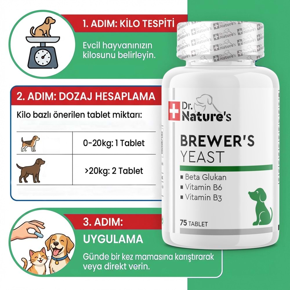 Brewer’s Yeast Köpekler İçin Deri ve Tüy Desteği 75 Tablet