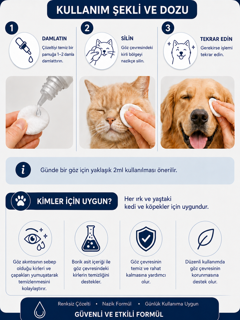 Kedi ve Köpekler İçin Göz Bakım Solüsyonu