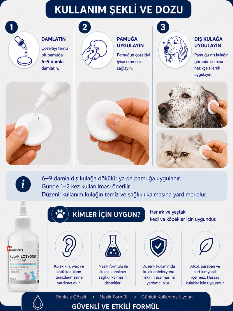 Kedi ve Köpekler İçin Kulak Temizleme Solüsyonu