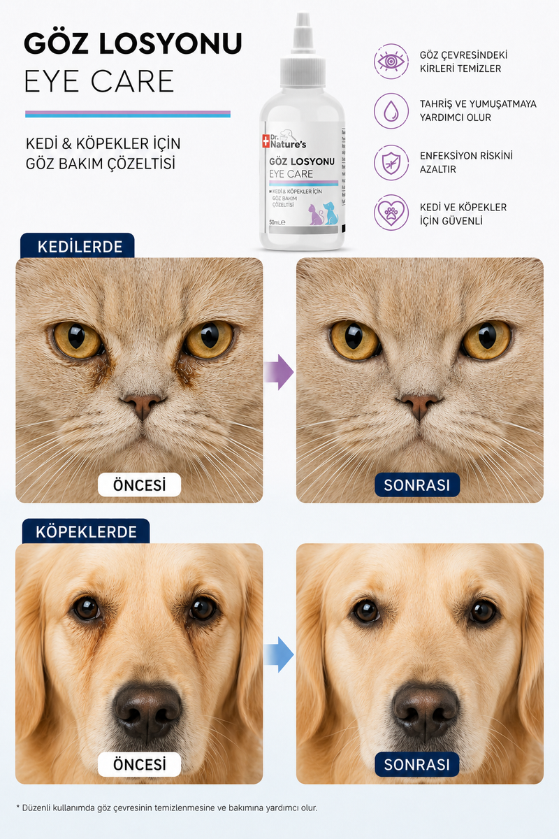 Kedi ve Köpekler İçin Göz Bakım Solüsyonu