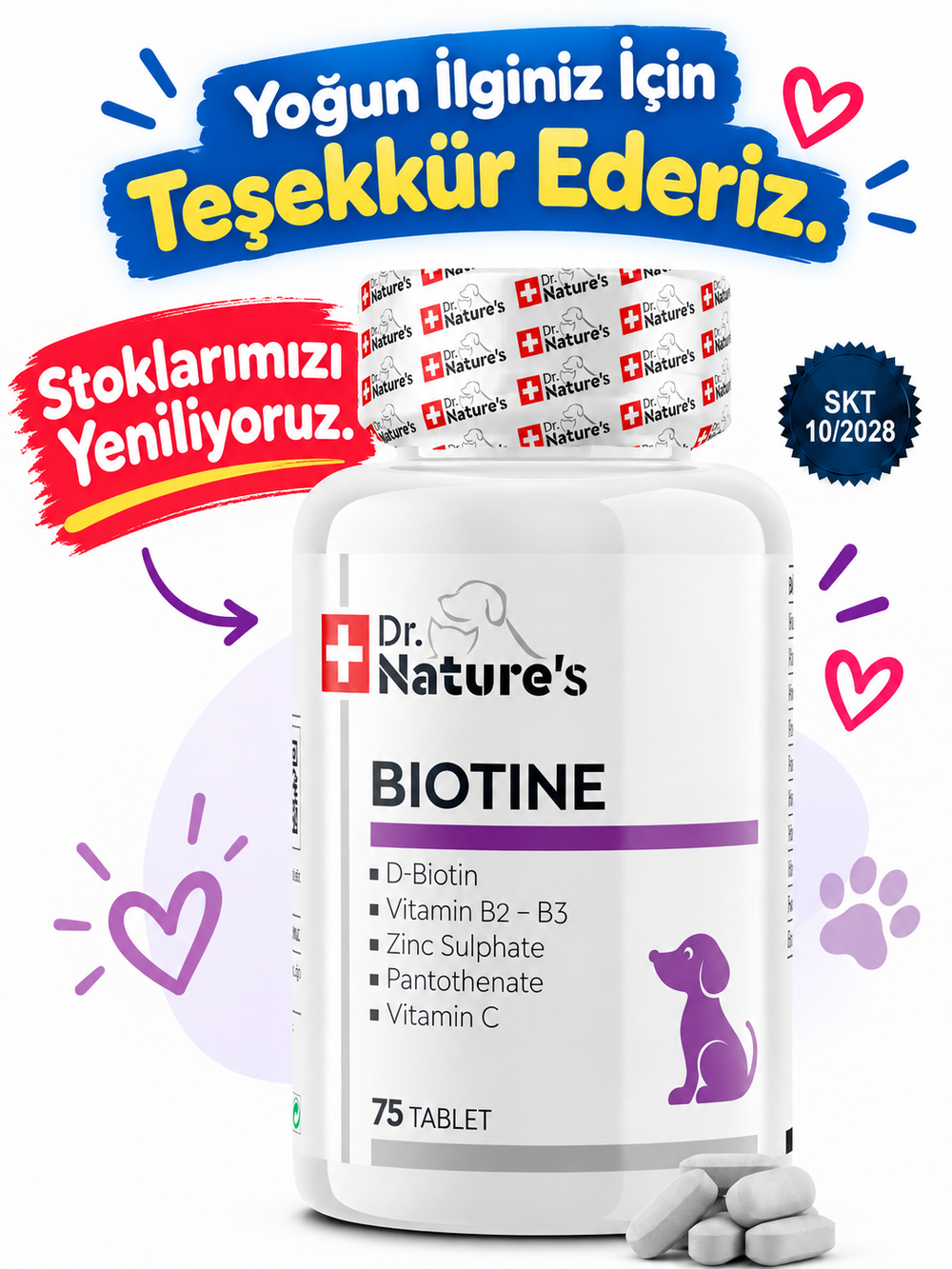 Köpek Biotin 75 Tablet