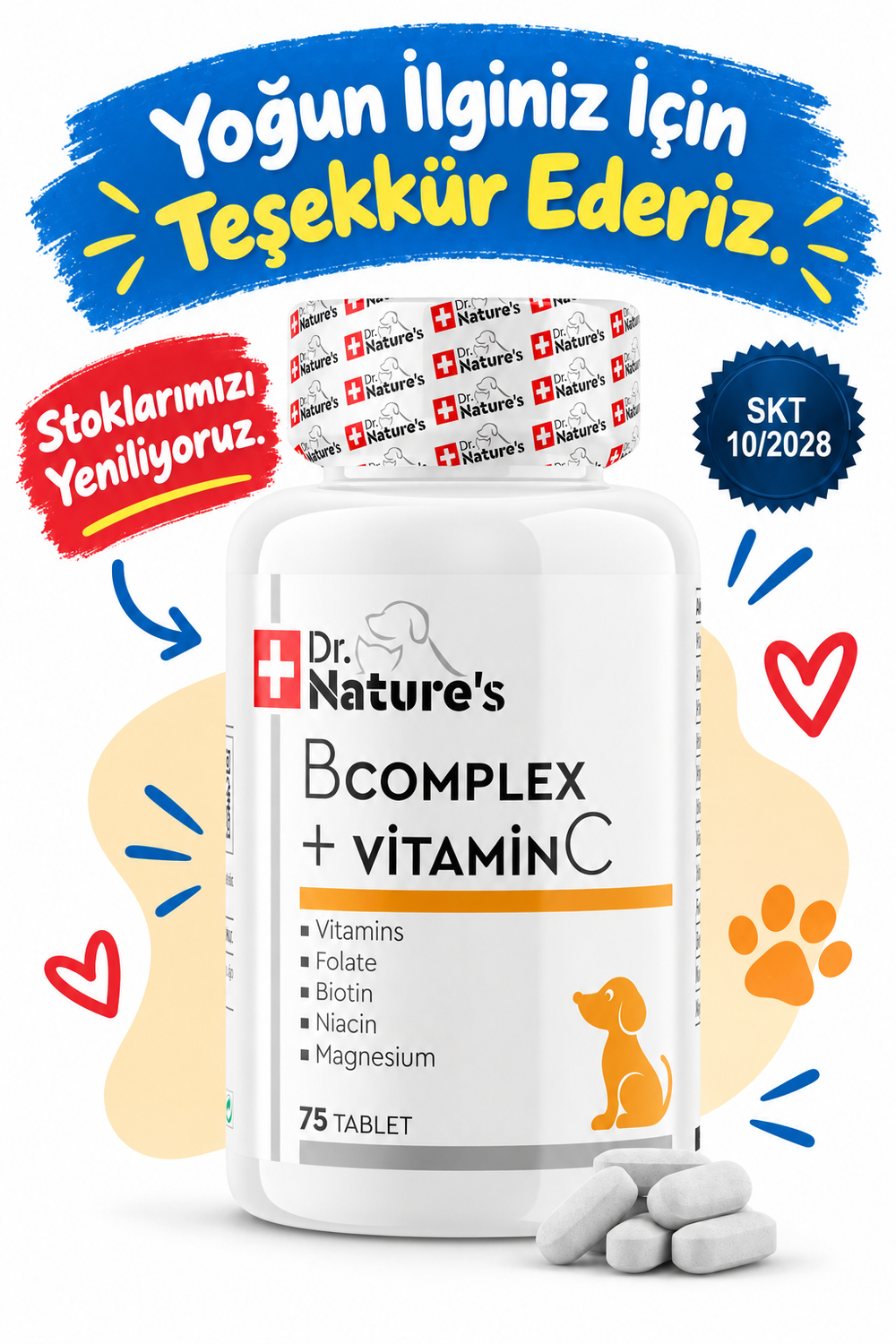 Köpekler İçin B Kompleks C Vitamini 75 Tablet