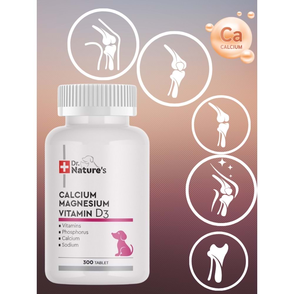Drnatures Dog Calcıum Magnezyum Köpek Kalsiyum Eklem Destekleyici Besin Takviyesi( 300 Tablet)